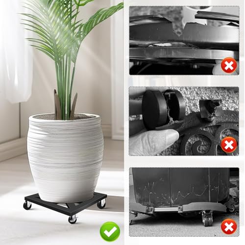 Plant Caddy with Wheels, 12'' 2 Pack Metal Rolling Plant Stand Square - size: 12''/2