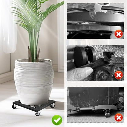 Plant Caddy with Wheels, 12'' 2 Pack Metal Rolling Plant Stand Square - size: 12''/2
