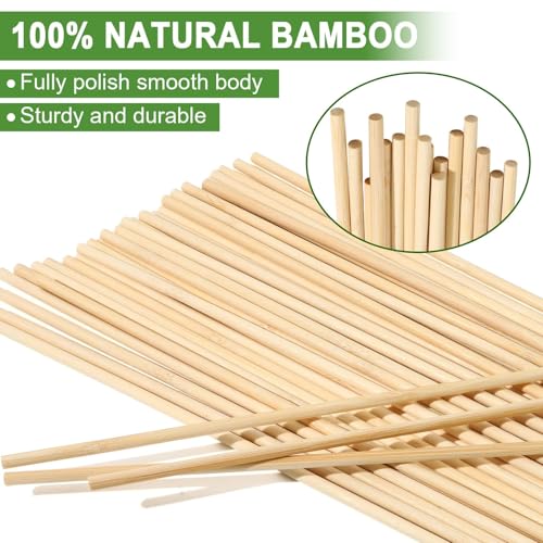 AUGSHY Bamboo Plant Stakes 18 Inch, 64 PCS Natural Bamboo Garden Stakes