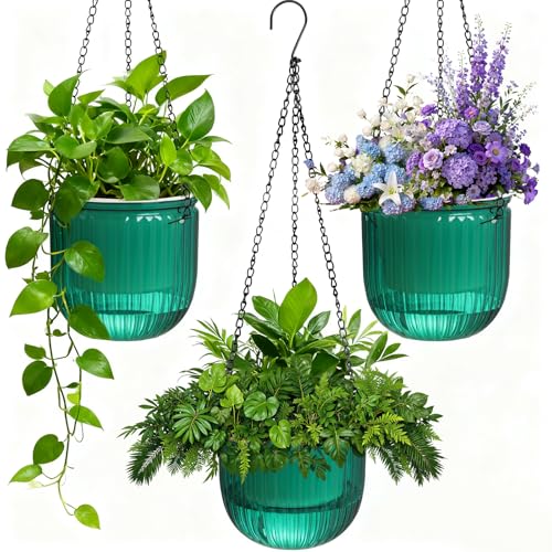 Hanging Planters for Indoor Plants 3 Pack, 6.5'' Plastic Flower Pot