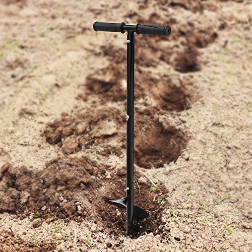 Manual Post Hole Digger, Hand Auger Drill Post Hole Digger with 6 Inch Spiral Drill Bit Garden Hole Digger with Gloves for Planting Bulbs Seedlings Bare-Rooted Trees and Shrubs