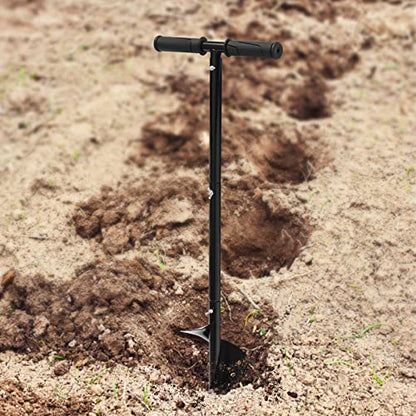 Manual Post Hole Digger, Hand Auger Drill Post Hole Digger with 6 Inch Spiral Drill Bit Garden Hole Digger with Gloves for Planting Bulbs Seedlings Bare-Rooted Trees and Shrubs