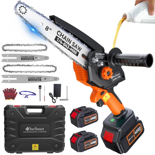 Mini Chainsaw with 1500W Brushless Motor, Electric Saw for Wood Cutting - color: Light Orange