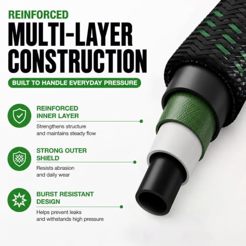 Ultra-Lightweight Garden Hose 50 ft with Spray Nozzles - size: 50 FT