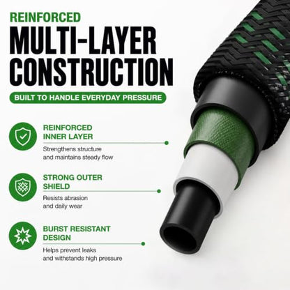 Ultra-Lightweight Garden Hose 50 ft with Spray Nozzles - size: 50 FT