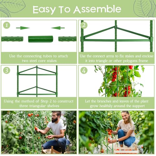 Legigo 4 Pack Tomato Cage for Garden, Up to 63Inch Sturdy Tomato Trellis - color: Green 4 Pack, size: 63 Inches