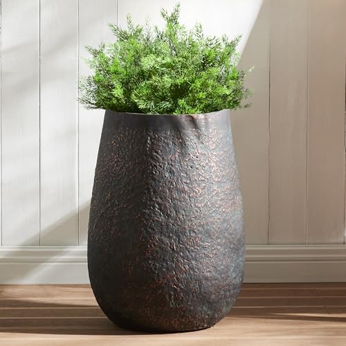 19.7" Weathered Concrete Planter with Drainage Hole for Outdoor Indoor - color: Bronze 1pack, size: 1 Pack