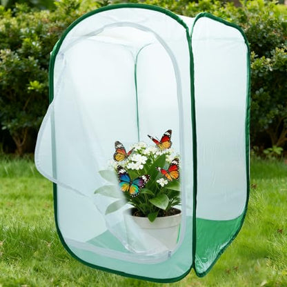 Butterfly Habitat Cage 23.6" Tall, Pop-up Insect Enclosure Mesh Terrarium