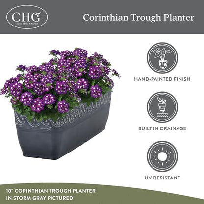 Corinthian Rectangular Planter Box w/Drain Plug, 10" Desert Tan