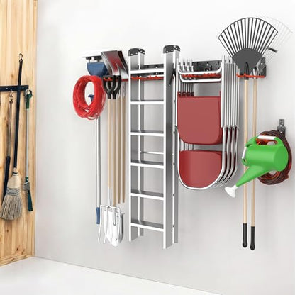 EVERHANGER Garage Tool Storage Organizer, Wall Mount Garden Tool Rack - size: 8Hooks