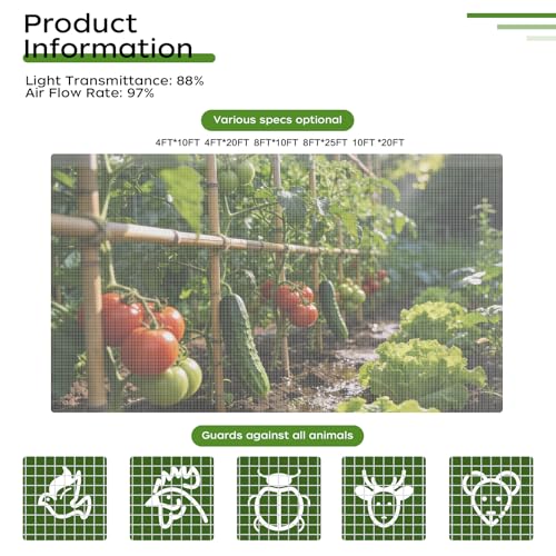 Garden Netting, 8.2'x25' Fine Mesh Net, Guard Veggies, Fruits & Flowers - size: 8.2'x25'