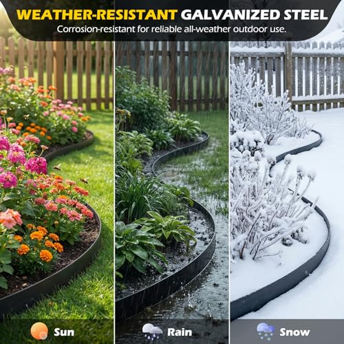 Dyna-Living 20FT Galvanized Steel Landscape Edging 40 x 6 Inch Metal Edging - size: 6 inch