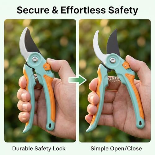 NEXON Pruning Shears 2-Pack, Bypass 8" & 6.25", SK5 Steel Garden Shears - color: Blue
