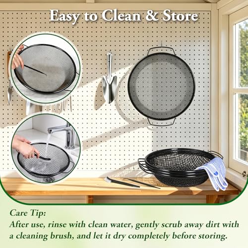 WLLEYAY 4PCS Soil Sifter for Gardening with Handle 1/4in,1/8in,5/16in,3/8in