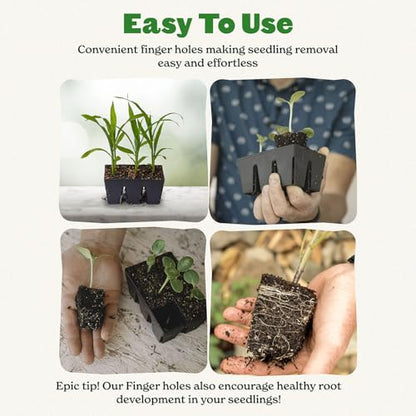 Epic Gardening 6-Cell Seed Starter Tray - 6 Trays - Black - color: Black