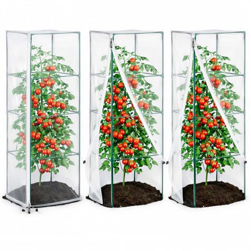 Garden Bird Netting, 3 Pack Tomato Cage Netting with Zipper, 18" x 60"