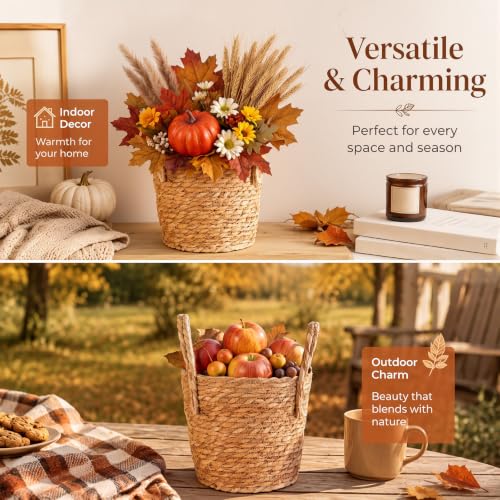 Novabright 2 Pcs Fall Woven Basket Planter, Wicker Planter, 10'', Natural - size: 10''