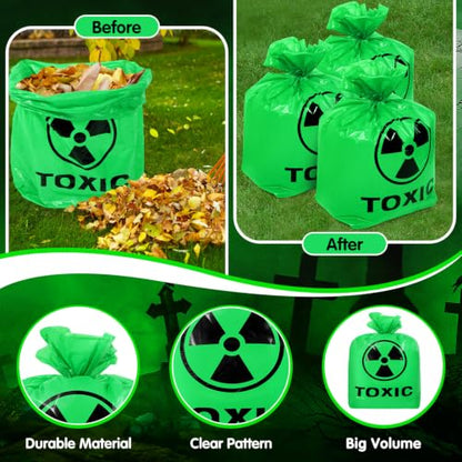 Qilery 4 Pcs Large Halloween Lawn Leaf Trash Bags Outdoor,Toxic - style: Toxic