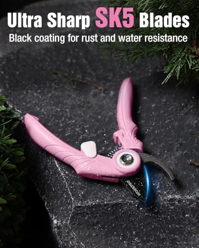 WORKPRO 6.9" Bypass Pruning Shears Gardening Scissors with SK5 Blade, Pink - color: Pink