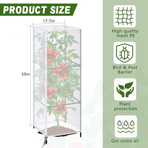 3Pcs Garden Bird Netting Plant Cover for Square Tomato Cage - color: 3 Pcs, size: 59 x 17.7 inch