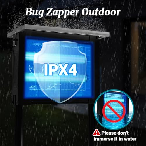 Solar Bug Zapper Outdoor 3000V, Rechargeable Mosquito Zapper with Solar Panel & USB Charging, Waterproof Cordless Electric Fly Trap with Auto Light Sensor for Patio Yard Garden Camping