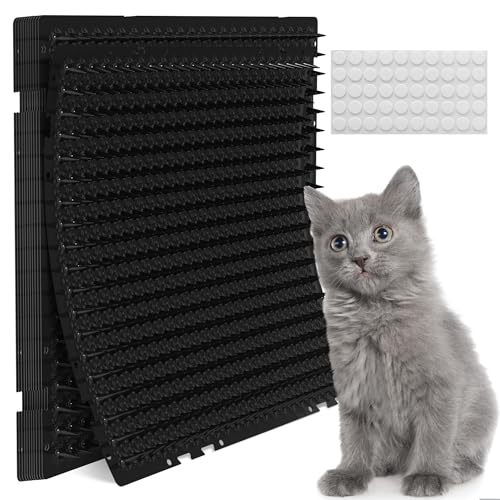 Petfolio 12 Pack Black Cat Spike Mat - 16" x 13" Scat Mat for Cats with 1" Spike is A Perfect Pet Deterrent for Indoor & Outdoor Cat Repellent to Deter Feral Cats & Dogs - color: Black