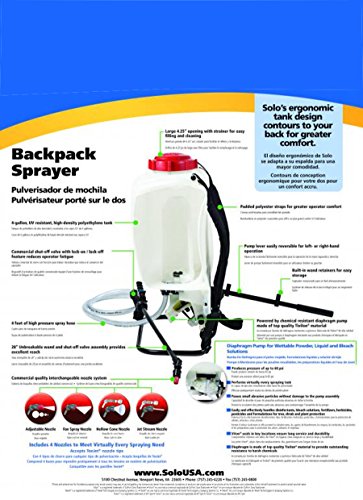 SOLO 475-B BACKPACK SPRAYER, 4 GALLON, DIAPHRAGM - BLEACH RESISTANT