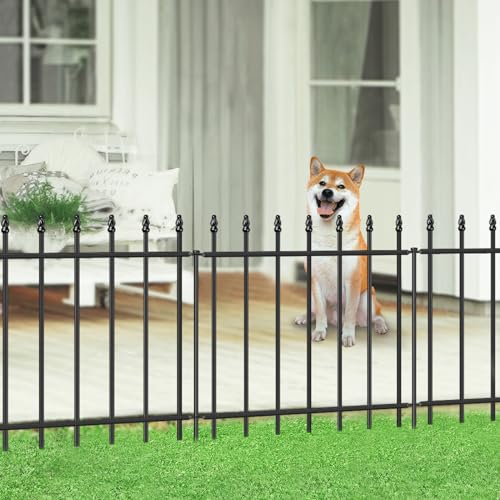 Decorative Metal Garden Fence 24" x 10', Outdoor Fence Border with Stakes - size: 24″H x 10ft（5 Panels）