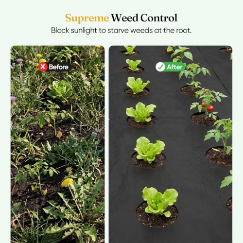 Grenebo 6FT x 50FT Non-Woven Weed Barrier Landscape Fabric - size: 6FT x 50FT