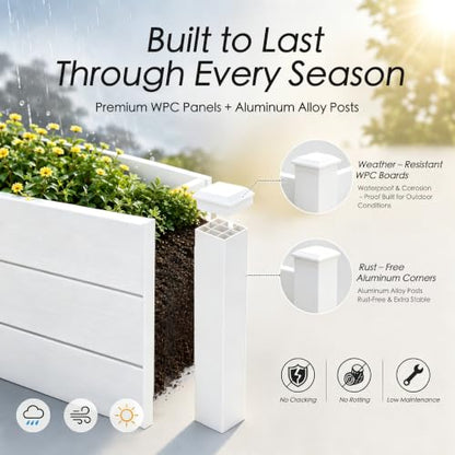 Kozyard 98.9" L x 18.4" W Raised Garden Bed Kit, Outdoor Planter Box - color: White
