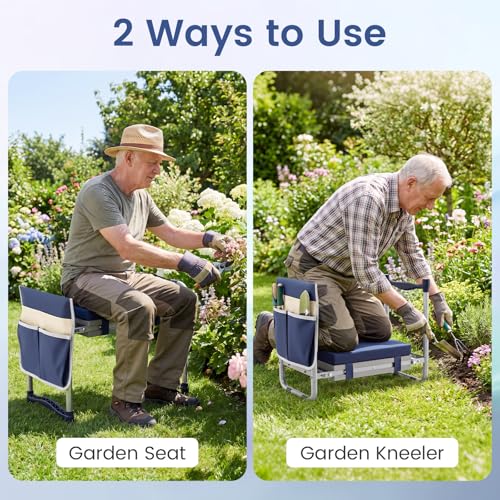 GIANTEX Garden Kneeler & Seat, Heavy-Duty Garden Bench, Navy with 1 Bag - color: Navy Blue, size: 21" x 12" x 17"