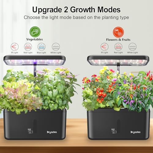 Indoor Garden System 19 Watt LED Growing Light Upgrade 2 Self-Watering Soil-Cultivated Growing Pots Gardening Gifts for Mom Plant Pot for Vegetables Herbs Tomato(No Seeds&Soil) - color: Black-a