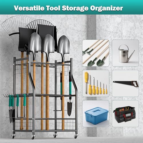 EVERHANGER Garden Tool Organizer Stand, Garage Tool Storage Organization - size: Medium