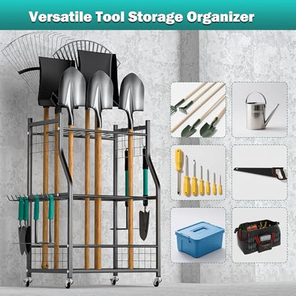 EVERHANGER Garden Tool Organizer Stand, Garage Tool Storage Organization - size: Medium
