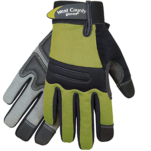 West County Gardener Chester Protective Gear 044S/M Women's Landscape Gloves – Medium, Stem, Work Gloves w/Neoprene Knuckle, Anti-Slip Palms, Reinforced Thumb & Fingertips - color: Stem, size: Medium (Pack of 1)