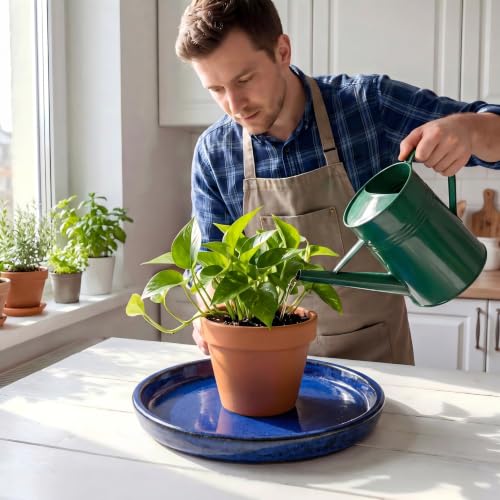 Ceramic Plant Saucer, 11.4 inch, Falling Blue - color: Falling Blue