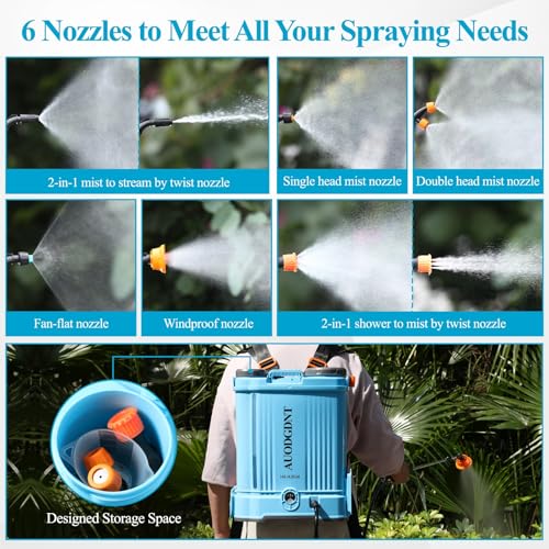 Battery Powered Backpack Sprayer 4 Gallon, 100 PSI Electric Garden Sprayer with 21V 2.6Ah Rechargeable Battery & 6 Adjustable Nozzles, for Weeding, Spraying - size: 4.2 Gallon