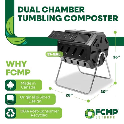 FCMP Outdoor Heavy Duty 37 Gallon 8 Sided Steel Composter, Black - size: 37 gallon