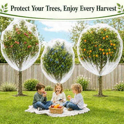 3 Pack 12x12 ft Large Fruit Tree Netting Covers with Zipper & Drawstring - size: 12x12 ft
