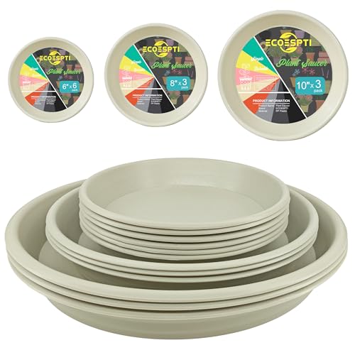 12Pcs Colourful Plant Saucer, 6 8 10 Inch Durable Plastic Plant Tray, Round Plant Pot Saucers, Drip Tray for Indoor and Outdoor Garden, Creamy White - color: Creamy White, size: 6"+8"+10"