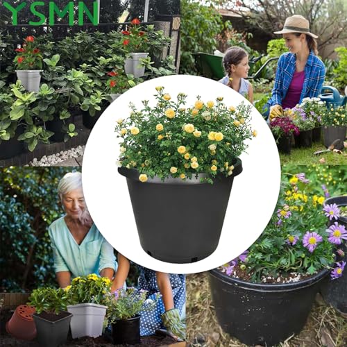 10 Pcs 10 Gallon Short Pots for Plants, Sturdy Plastic Planter Pots with Drainage Holes, Large Plastic Planters, Garden Planter Pots for Seedlings, Succulents - size: 10 Pcs 10 Gallon Short
