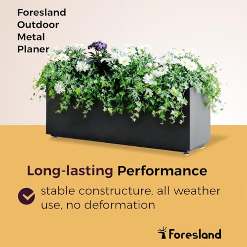 Outdoor Metal Planter Box 40Wx12Dx16H, Black - color: Black, size: 40Wx12Dx16H