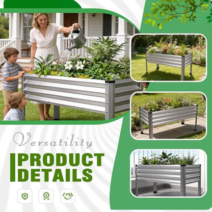 Large Galvanized Raised Garden Bed Outdoor with Legs, Load Capacity 1200LB, 48x26x30in Raised Garden Bed, for Backyard/Patio/Balcony/Gardening/Vegetables Flowers, Sliver - color: Sliver