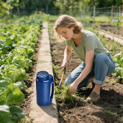 Adjustable Handheld Seed Shaker – Hand Spreader - Capacity Multi-Purpose Spreader for Fertilizer, Grass Seed, Ice Melt & Lawn Care - Blue - color: Blue