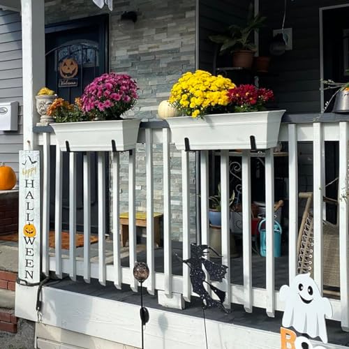 VIVIKEN Planter Box Brackets, Adjustable Flower Brackets for Deck Railing - size: 4 Pack Black No Drill