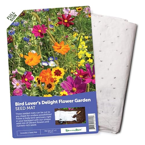 Seed Mat - Easy to Plant and Grow Garden Seeds - Creates Fragrant, Vibrant Flower Garden (Bird Lover’s Delight Flower Garden - 1 Mat)