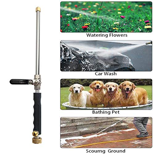 High Pressure Power Washer wand, Hydro Jet Water Hose Nozzle,Watering Sprayer Cleaning Tool, Wand Lance for Gutter Patio Car Pet Window Glass Black - color: Black
