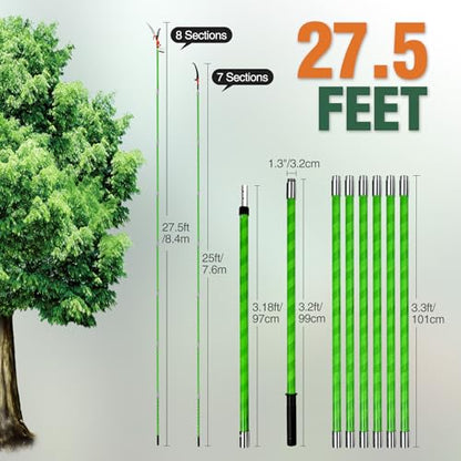 Pruning Shears, 27ft Extendable Tree Pruner - style: 5.5FT-27.5FT - Sectional Pole with 2 Saws & Pruner Saw