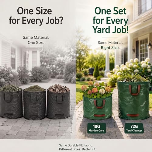 72 &18 Gal Reusable Yard Waste Bags, Lawn bags for Leaves & Lawn Cleanup - size: 1 Count (Pack of 2)
