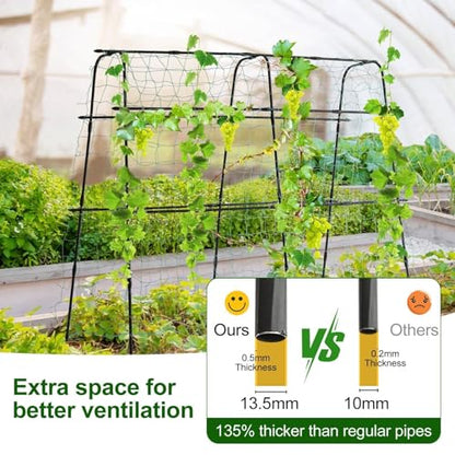 Cucumber Trellis for Raised Bed, 63" Hx63 L, Black - size: 5 x 2 x 5 ft, Arch Tunnel, Black
